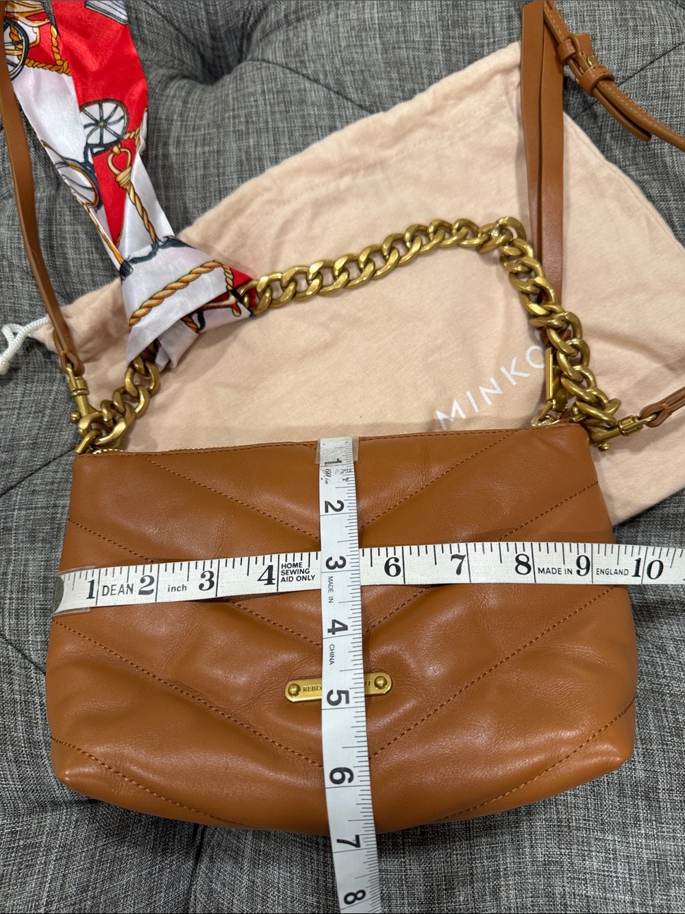 Rebecca Minkoff Bag Edie Tan Quilted Leather Convertible Crossbody Shoulder Bag - Picture 17 of 17